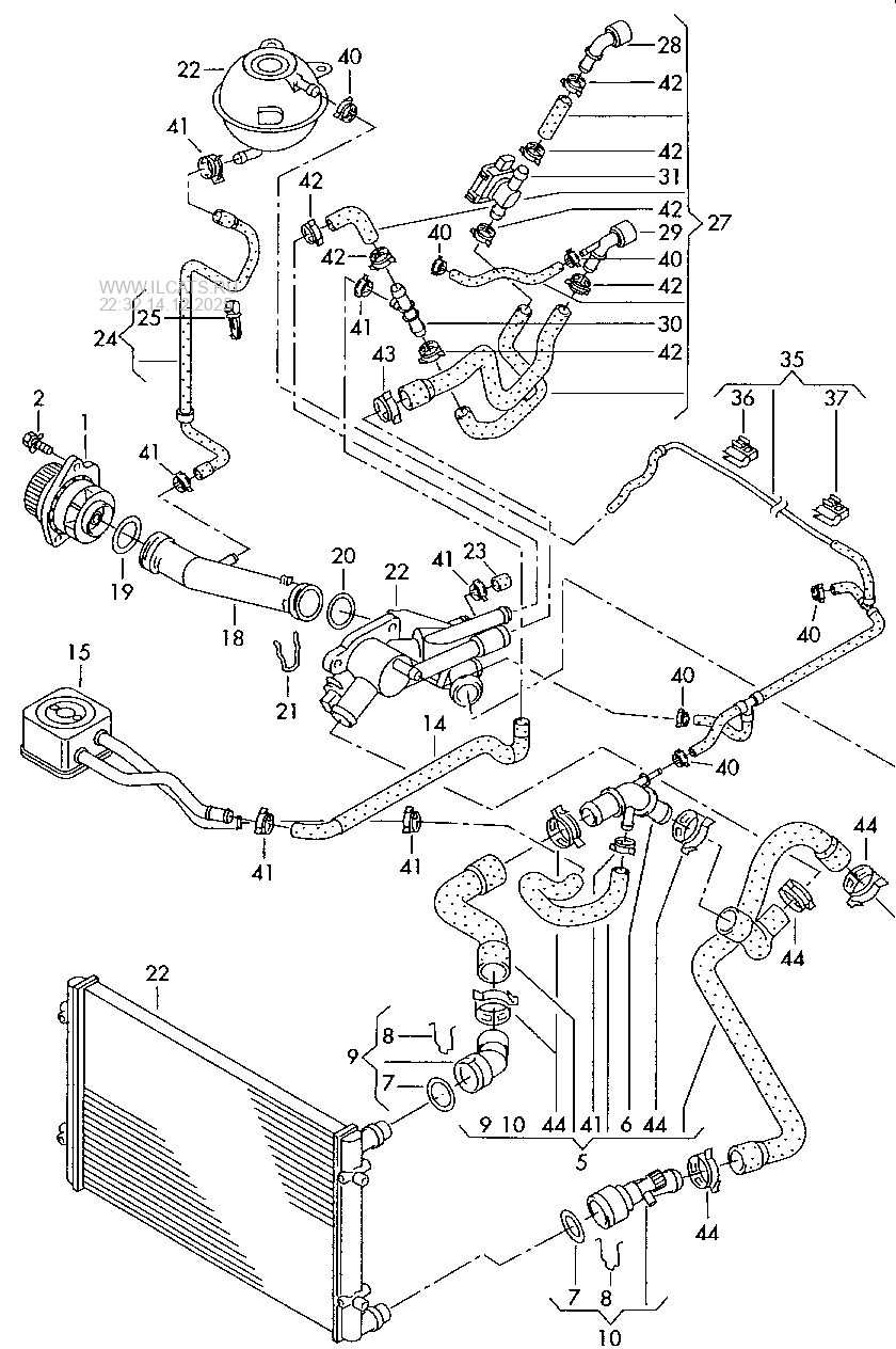 coolant pump. coolant cooling system VW