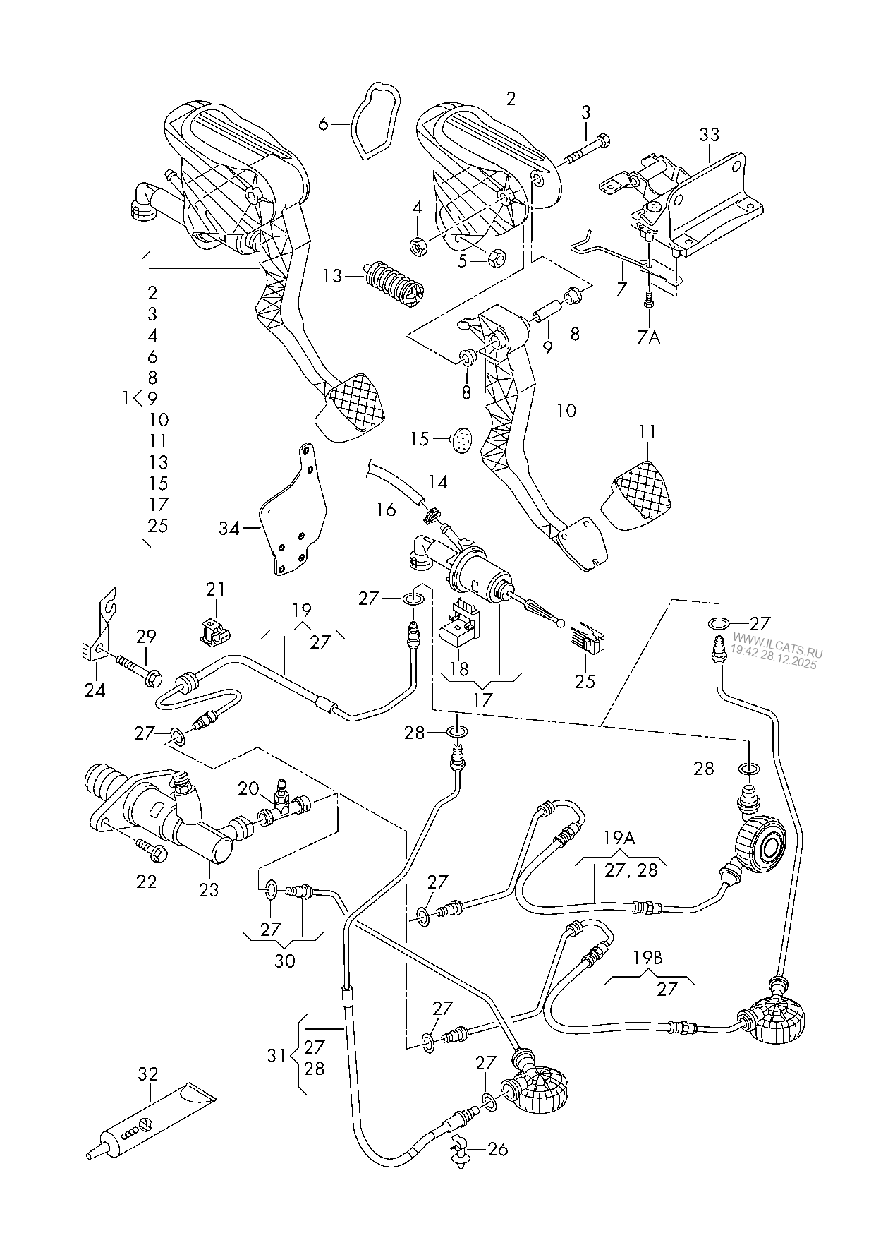 clutch pedal mechanism. F >> 1T3030 000* VW TOURAN