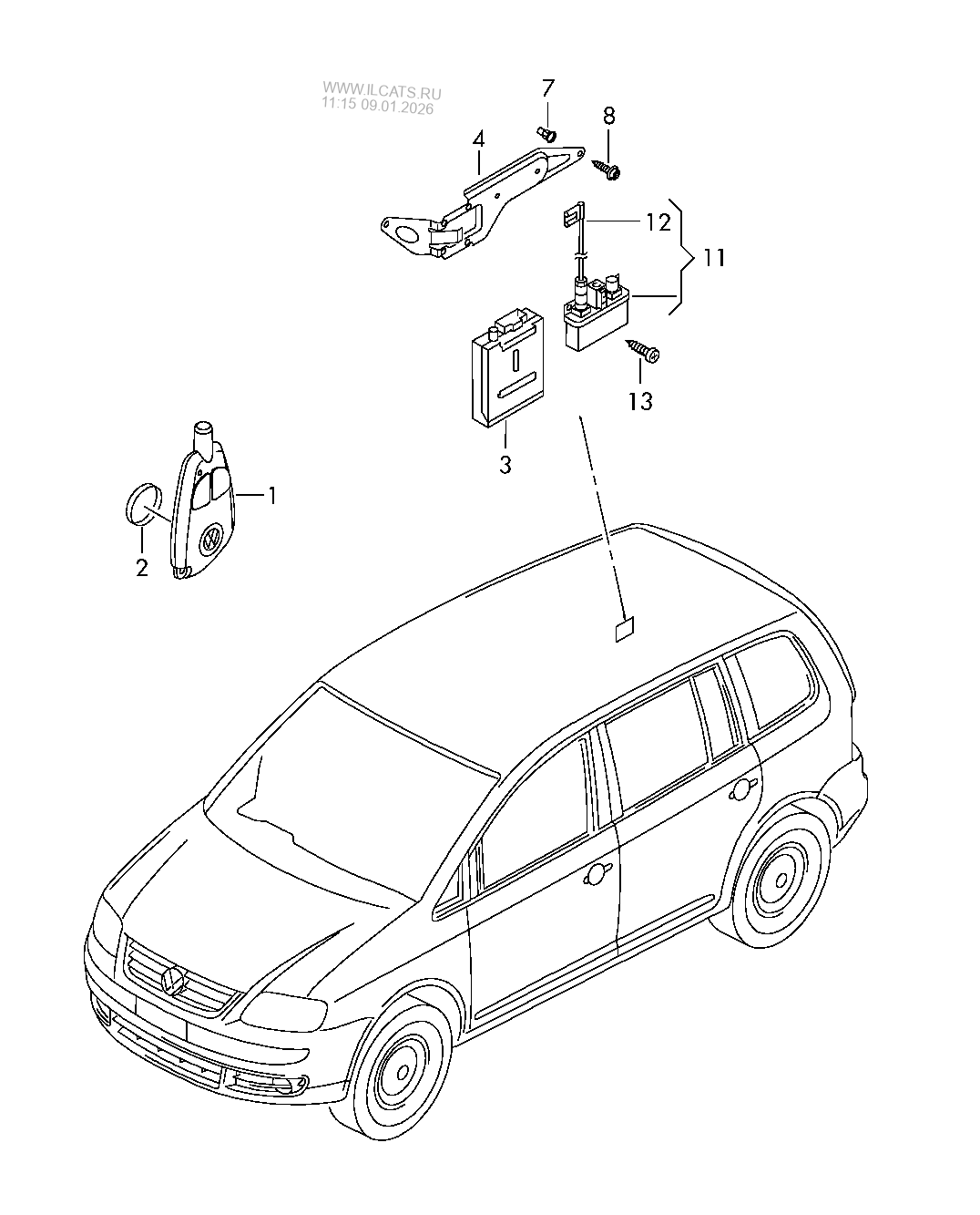 electrical parts for auxiliary heater with remote control VW TOURAN