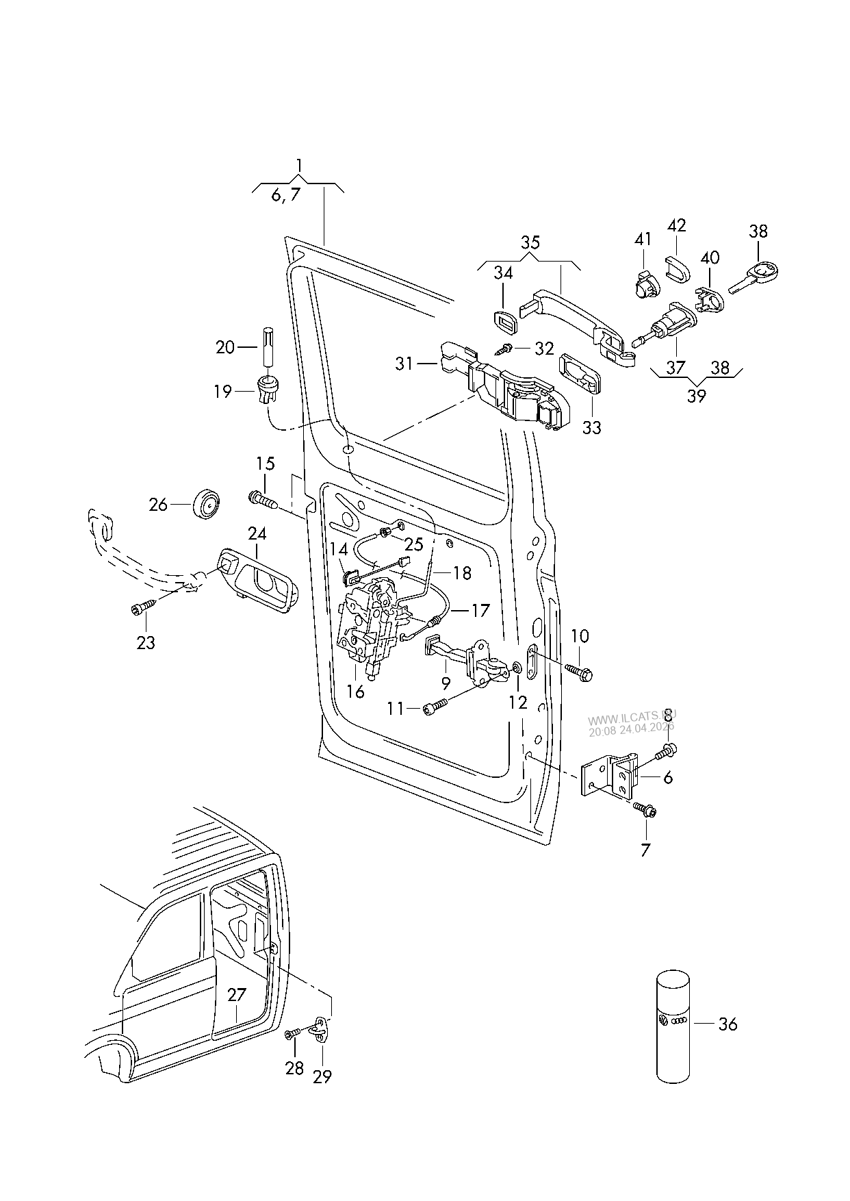 Дверь кабины. Замок двери. Pычаг привода дверного замка. Уплотнитель ...