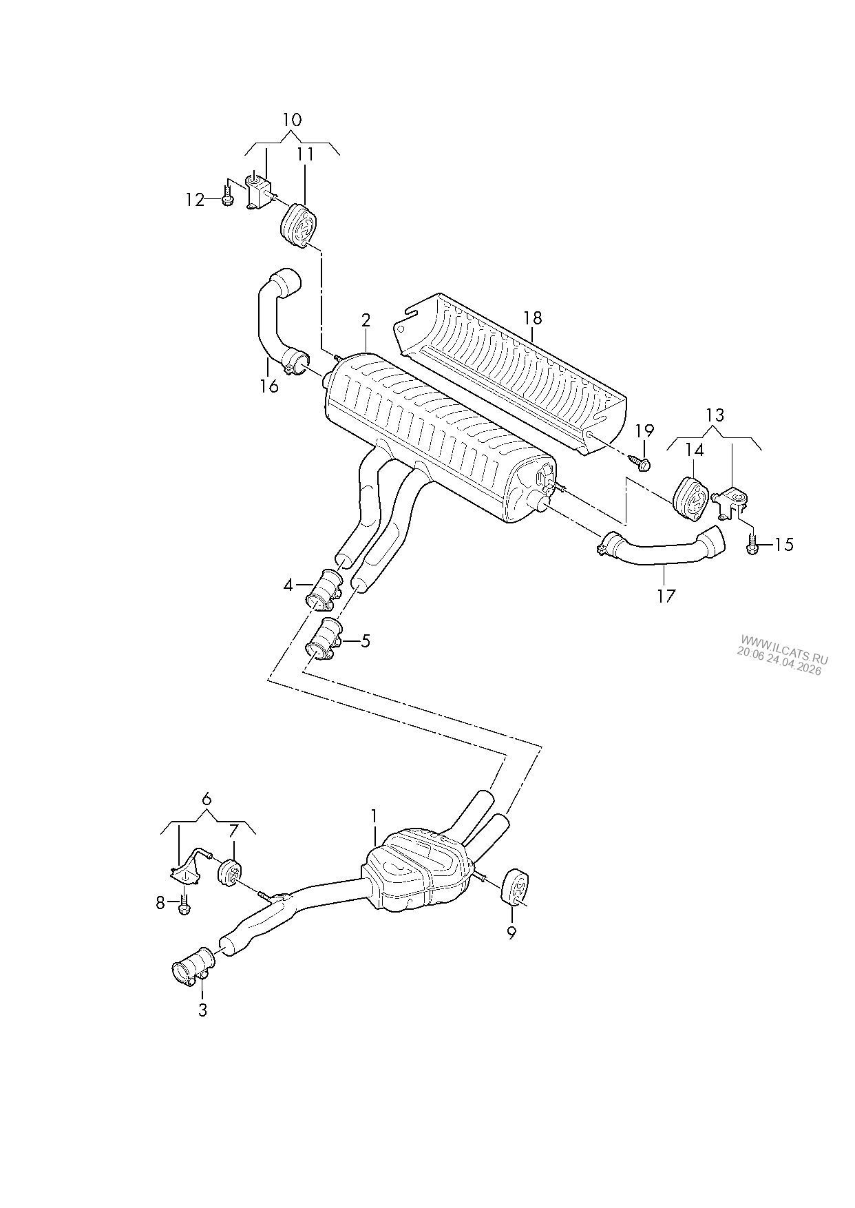 Средний глушитель с задним глушителем VW TOUAREG