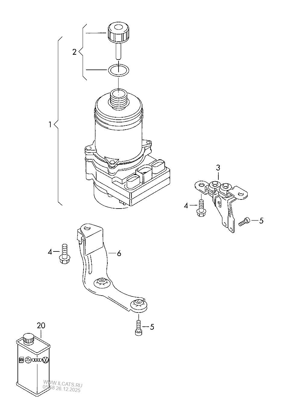 hydraulic pump. oil container VW