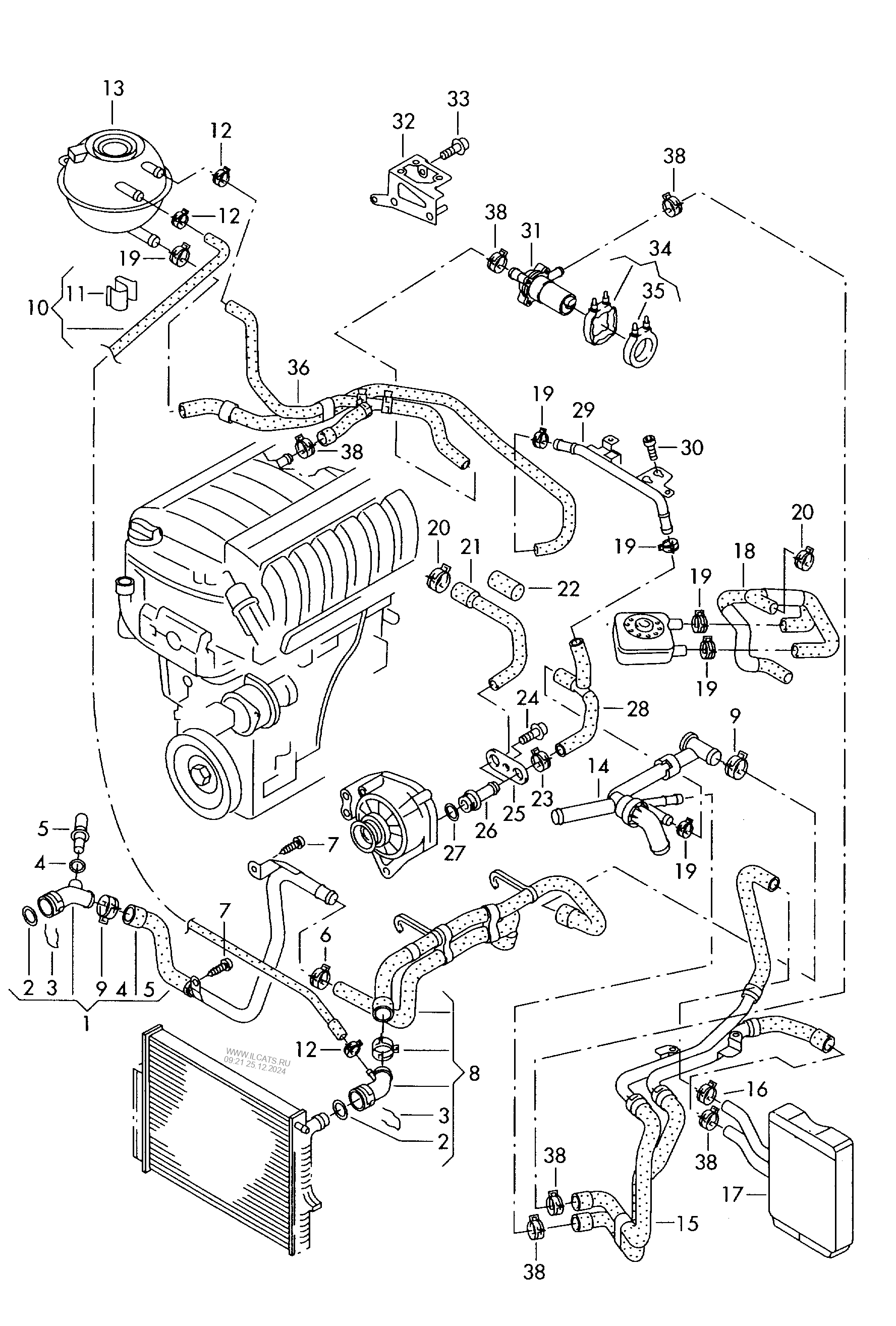 coolant cooling system. for vehicles with manually regulated heater ...