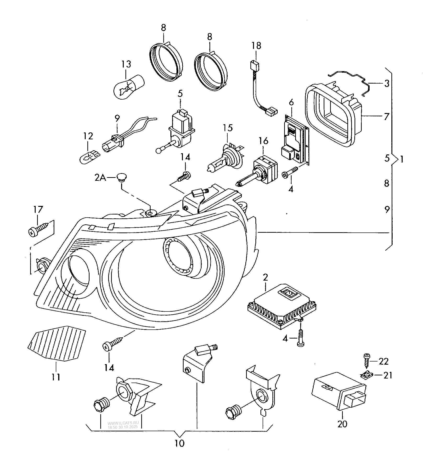 headlights for dynamic and static cornering light VW