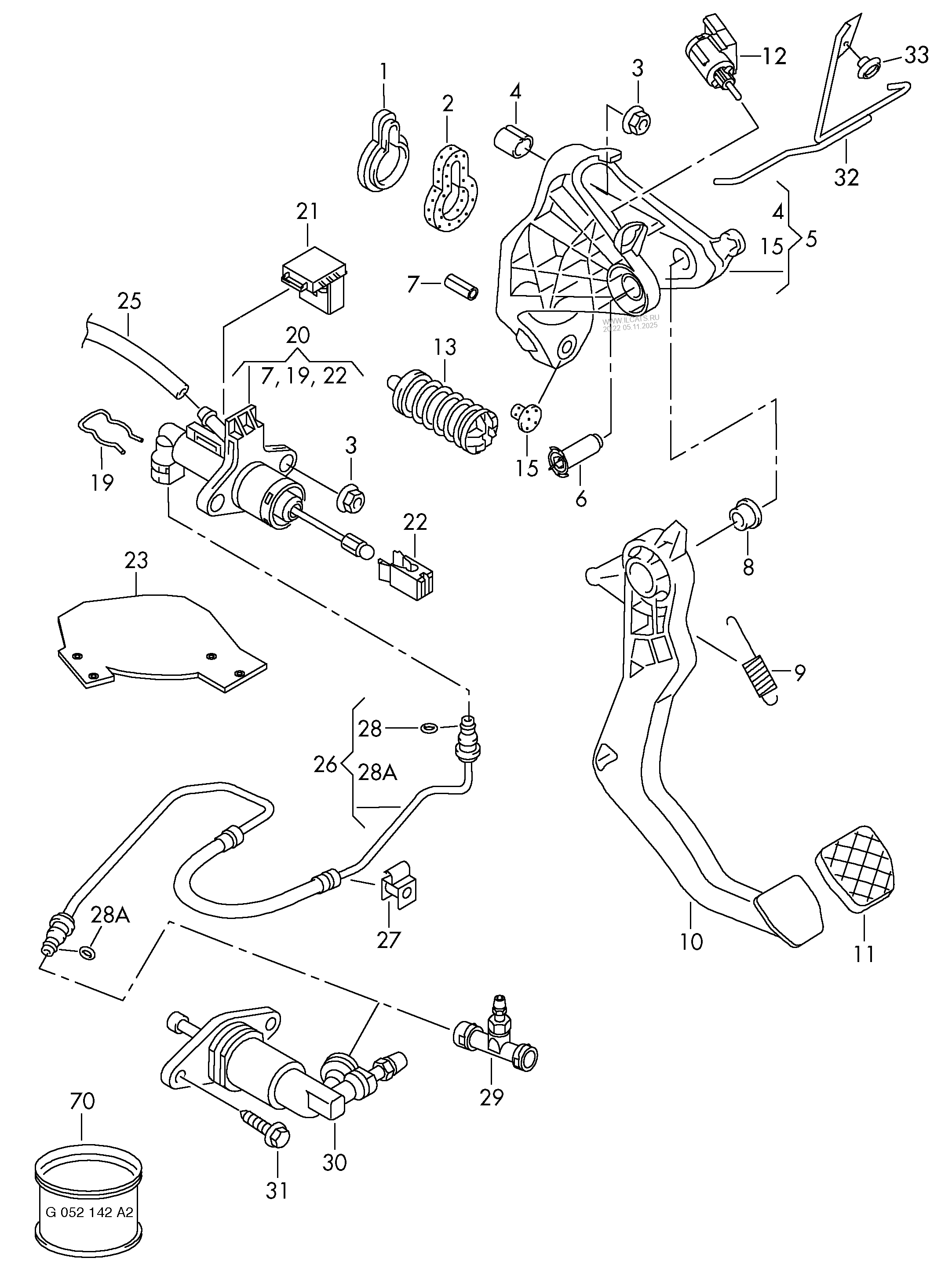 clutch pedal mechanism VW POLO/DERBY/VENTOIND
