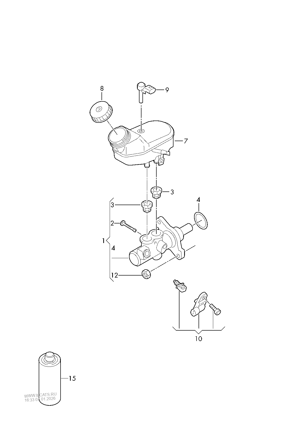 brake master cylinder. reservoir VW