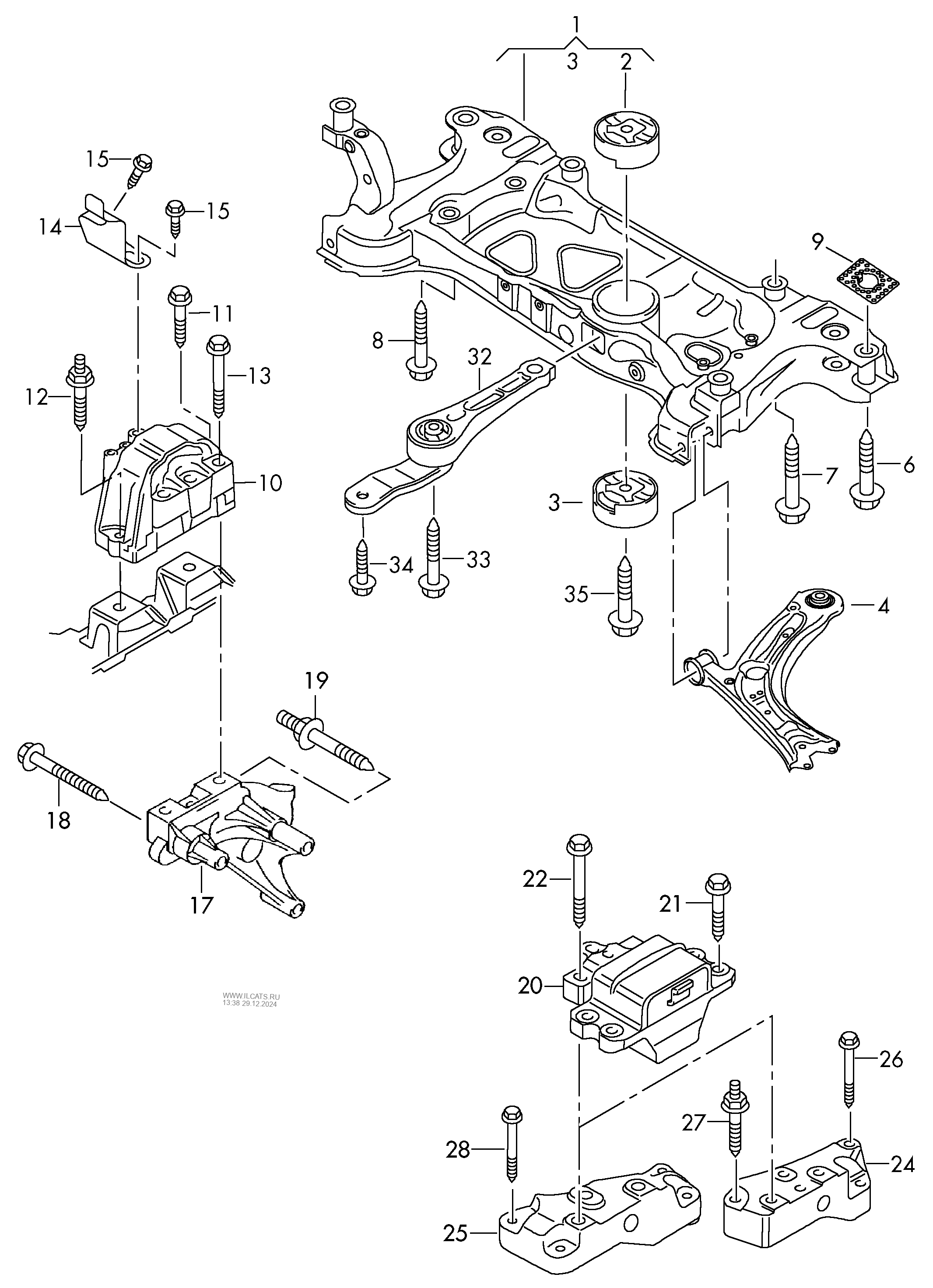 mounting parts for engine and transmission VW PASSAT