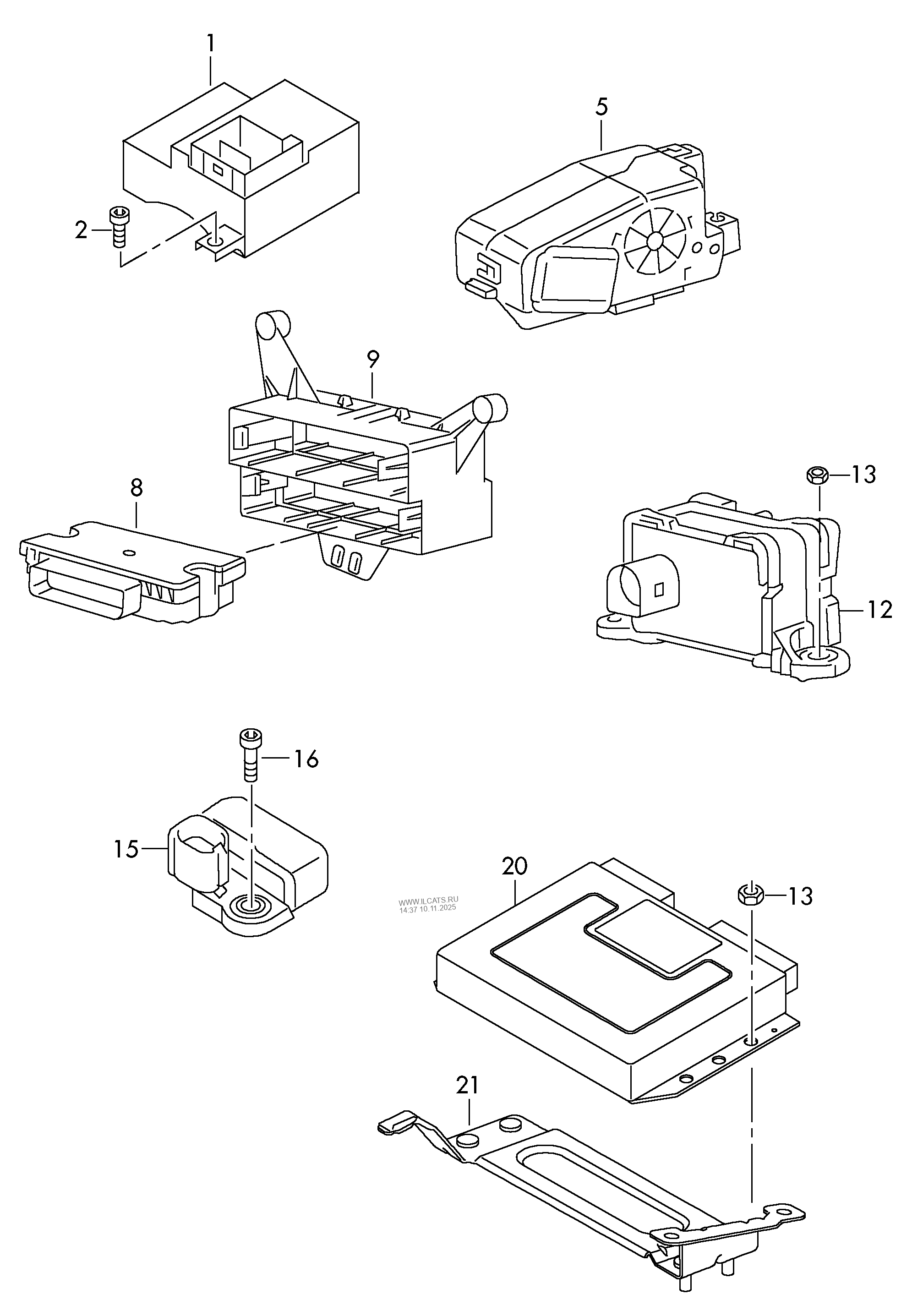 control unit. for electr. heightadjustable steering column VW