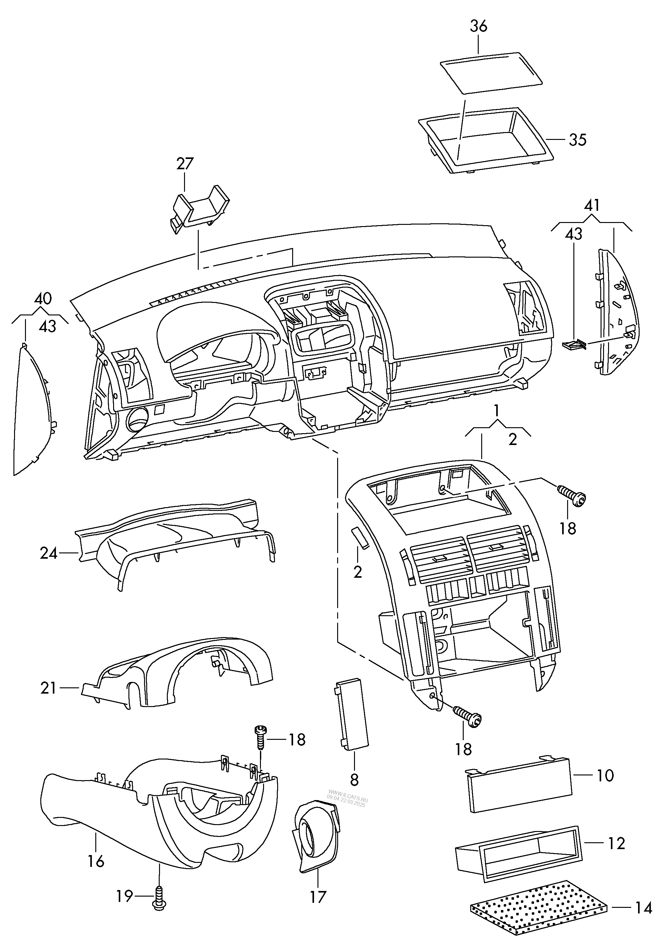 dashboard fittings VW POLO VIVO