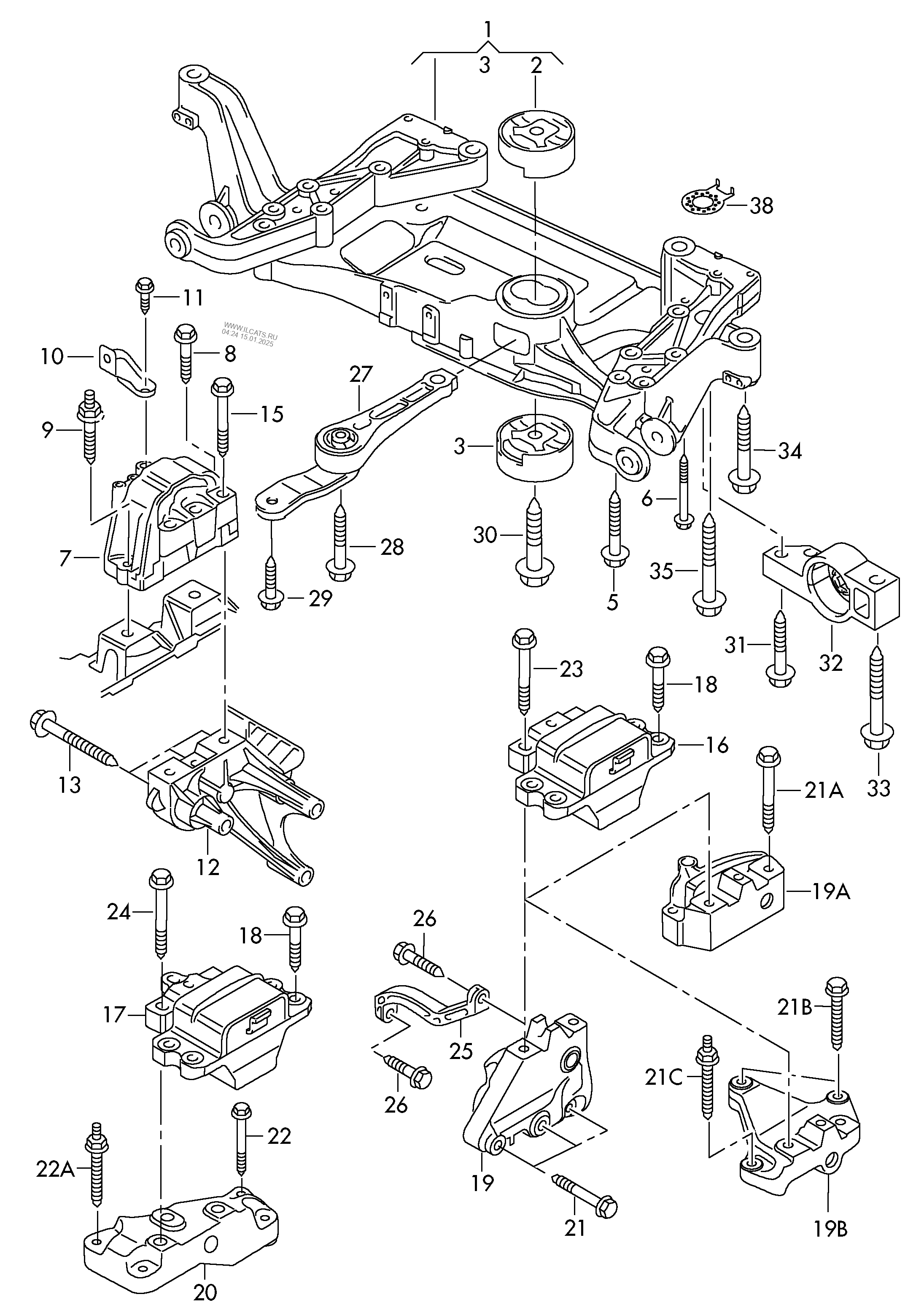 mounting parts for engine and transmission VW