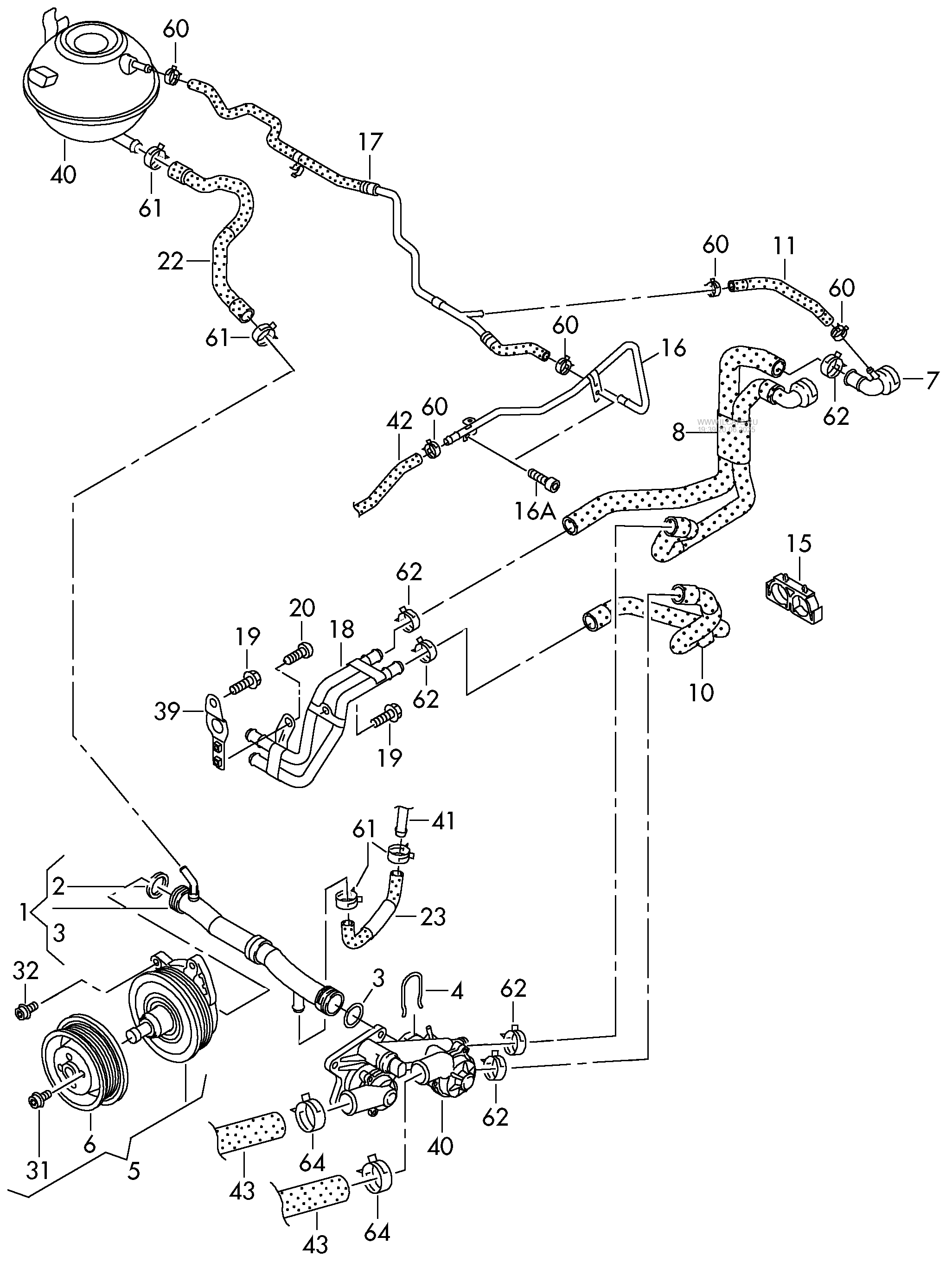 coolant pump. coolant cooling system VW