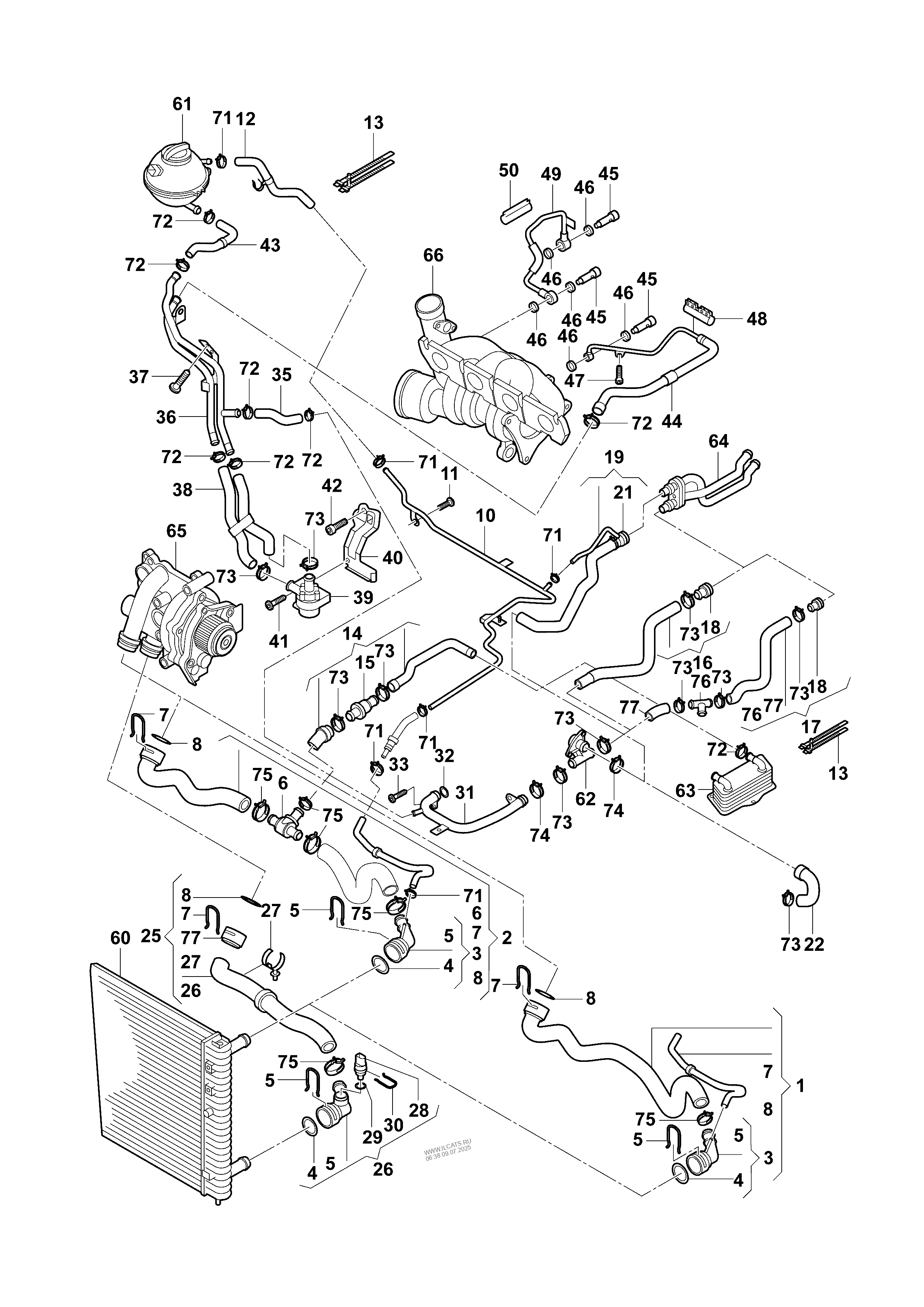 Coolant cooling system vw passat