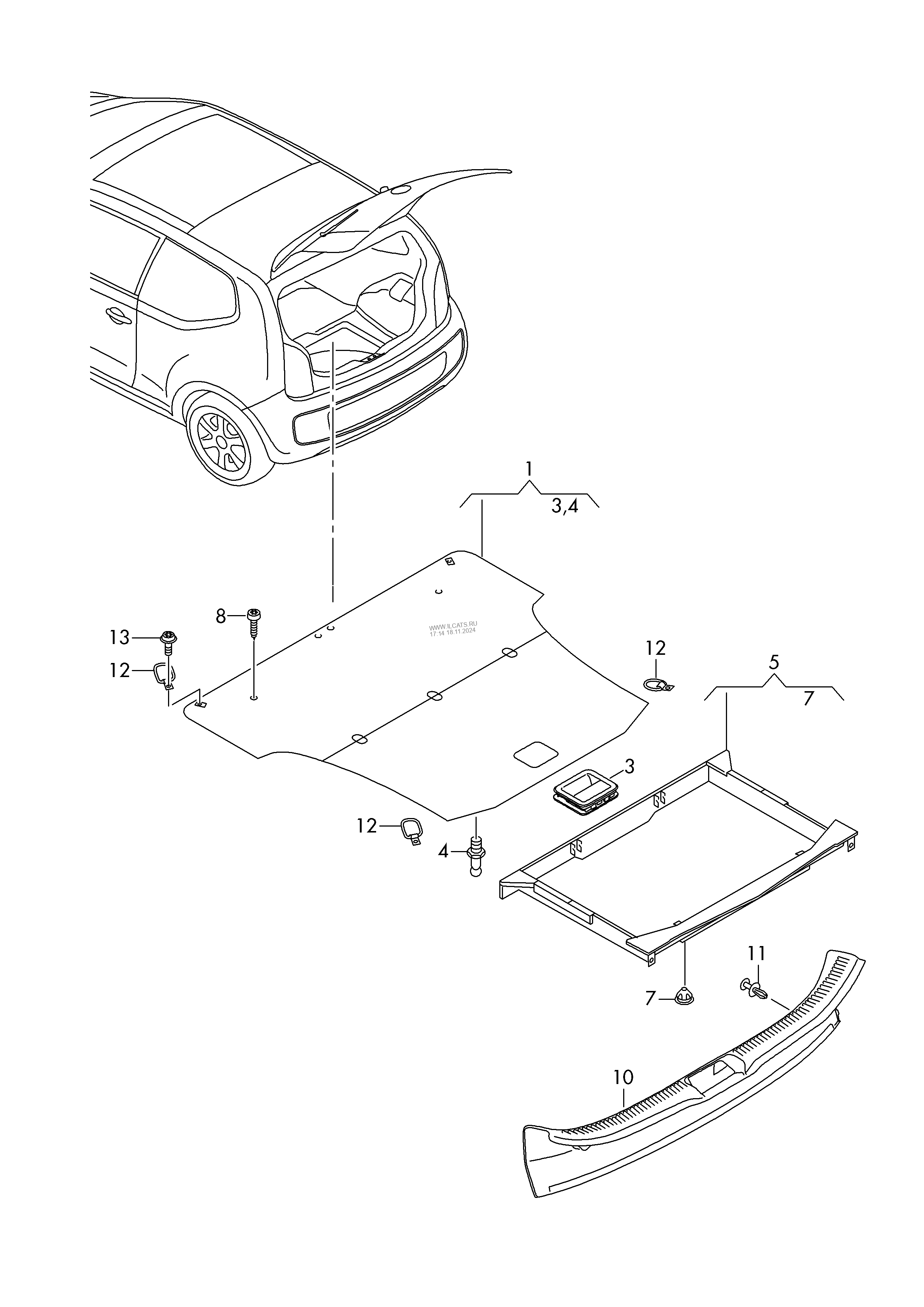 Luggage Comp Floor Covering Cover For Lock Carrier Vw Upe Up