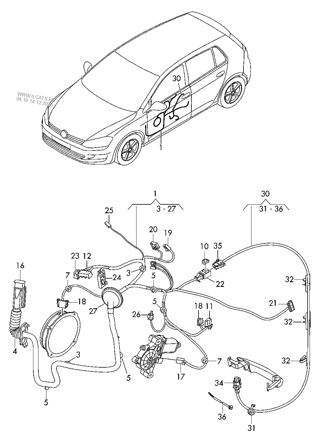 wiring set for door VW GOLF