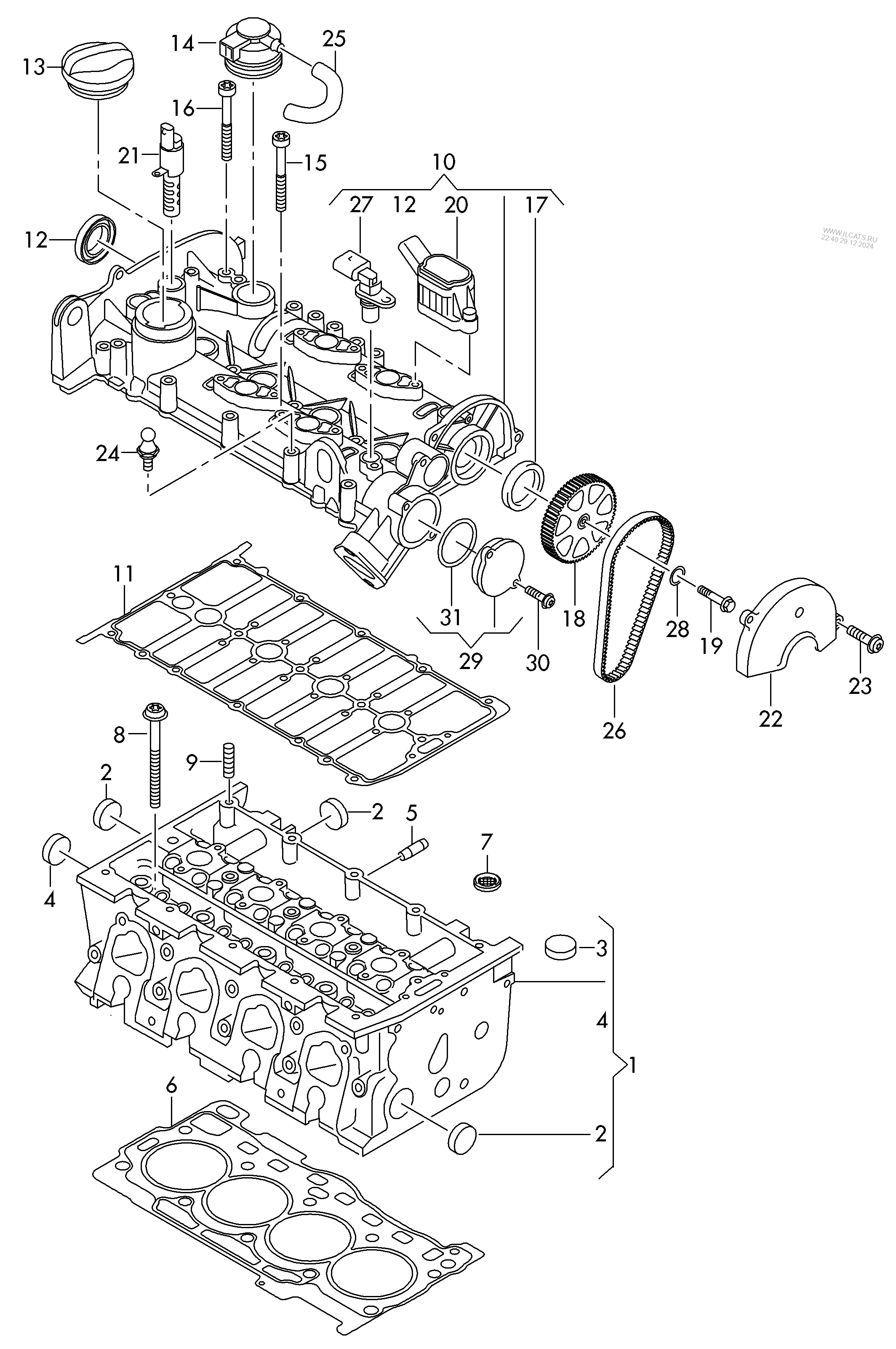 cylinder head. cylinder head cover VW GOLF