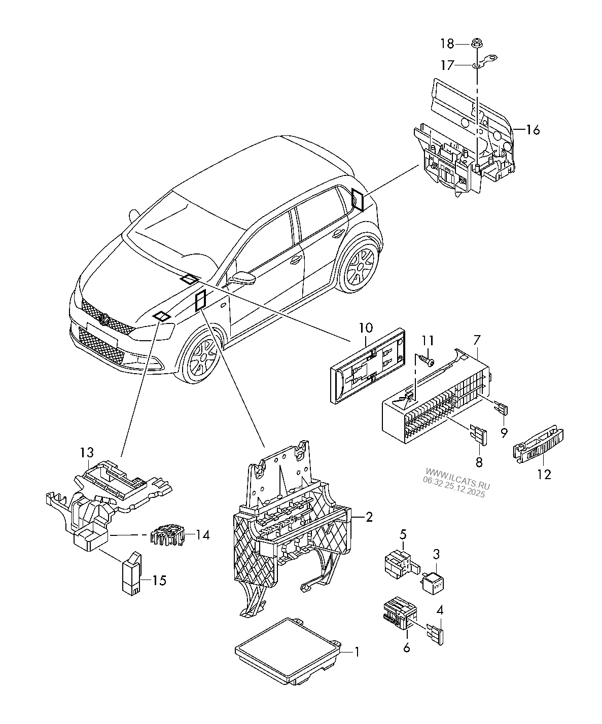 relay plate and relays. fuses VW POLO/POLO JIN QIN
