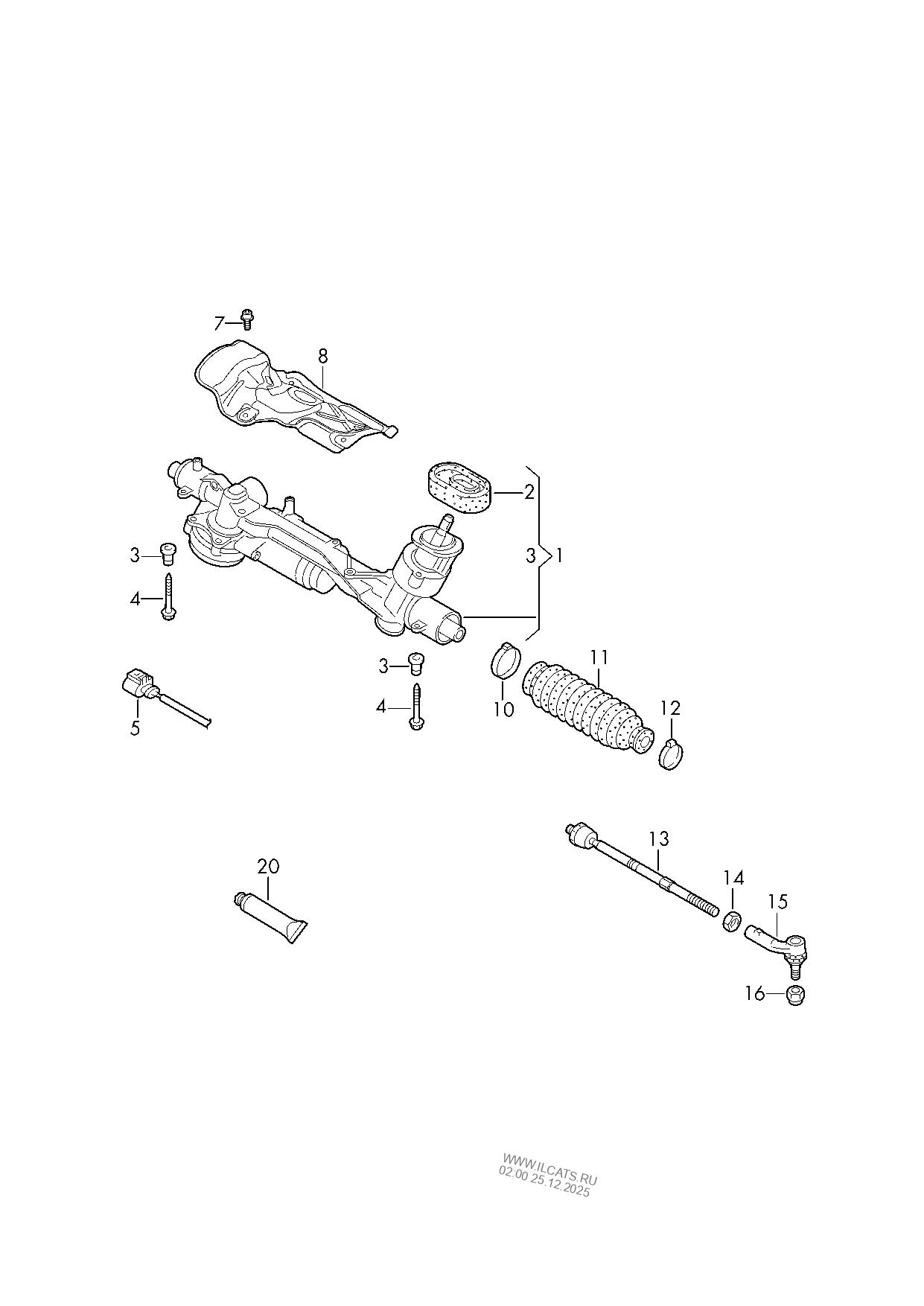 steering gear. track rod VW