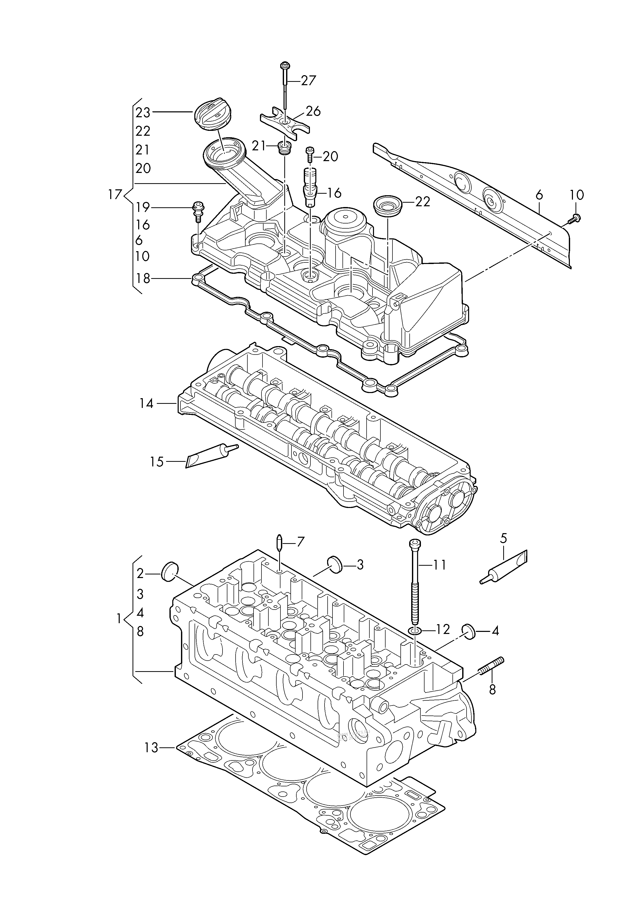 cylinder head. cylinder head cover VW