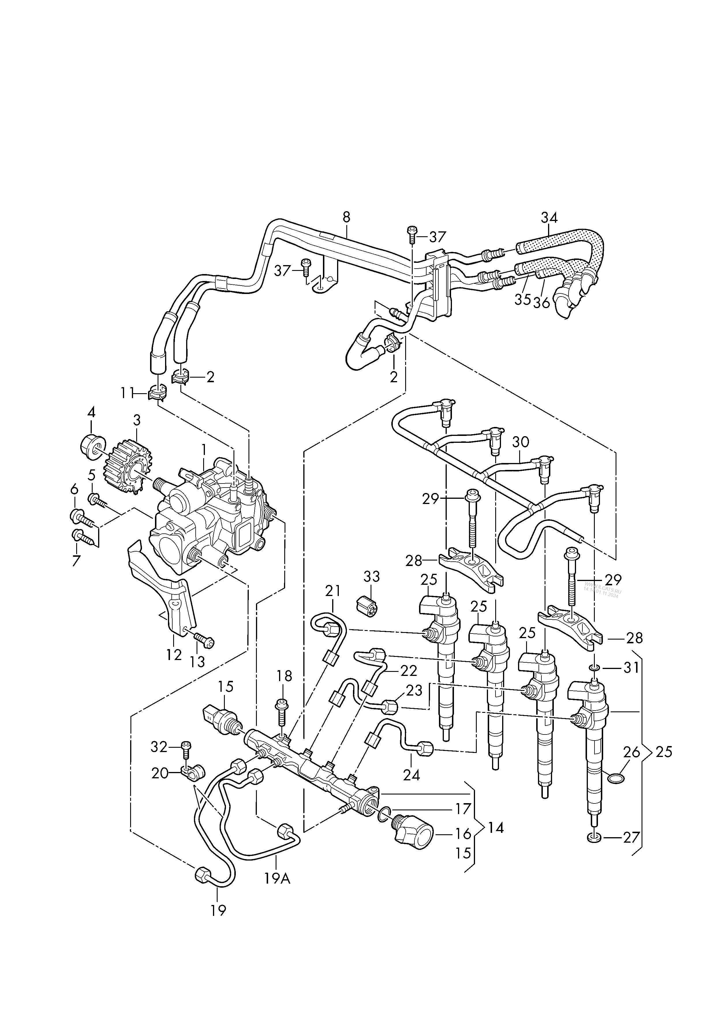 High Pressure Pump Fuel Rail Injector Unit Vw