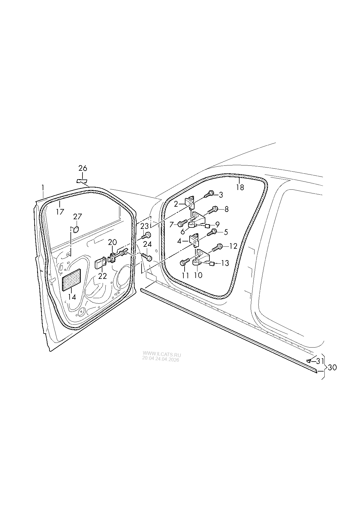Двери. Петля двери. Уплотнитель двери VW TERAMONT