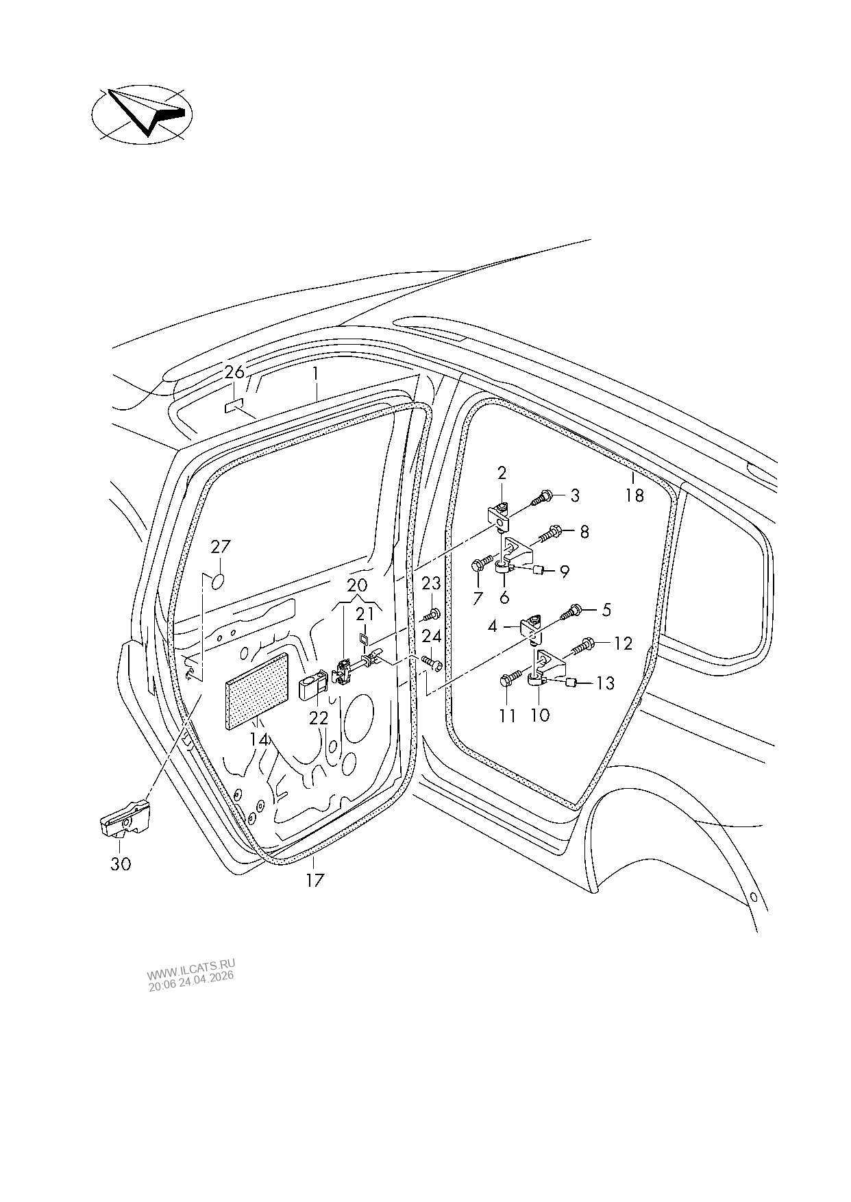 Двери. Петля двери. Уплотнитель двери VW TOURAN